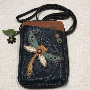 Chala Dragonfly Faux Leather Wallet Crossbody Bag (Navy) NWOT